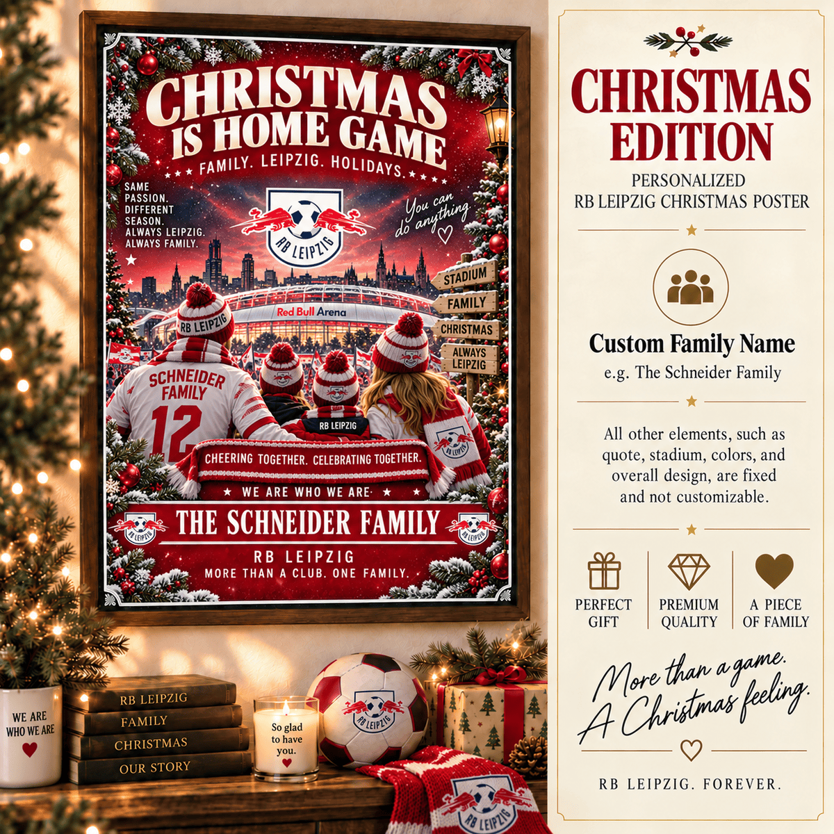RB Leipzig Poster – Personalized Christmas Family Wall Art Print