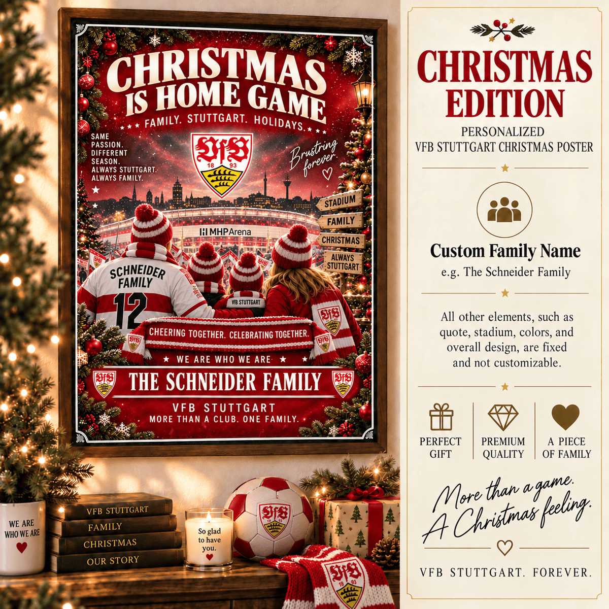 VfB Stuttgart Poster – Personalized Christmas Family Wall Art Print