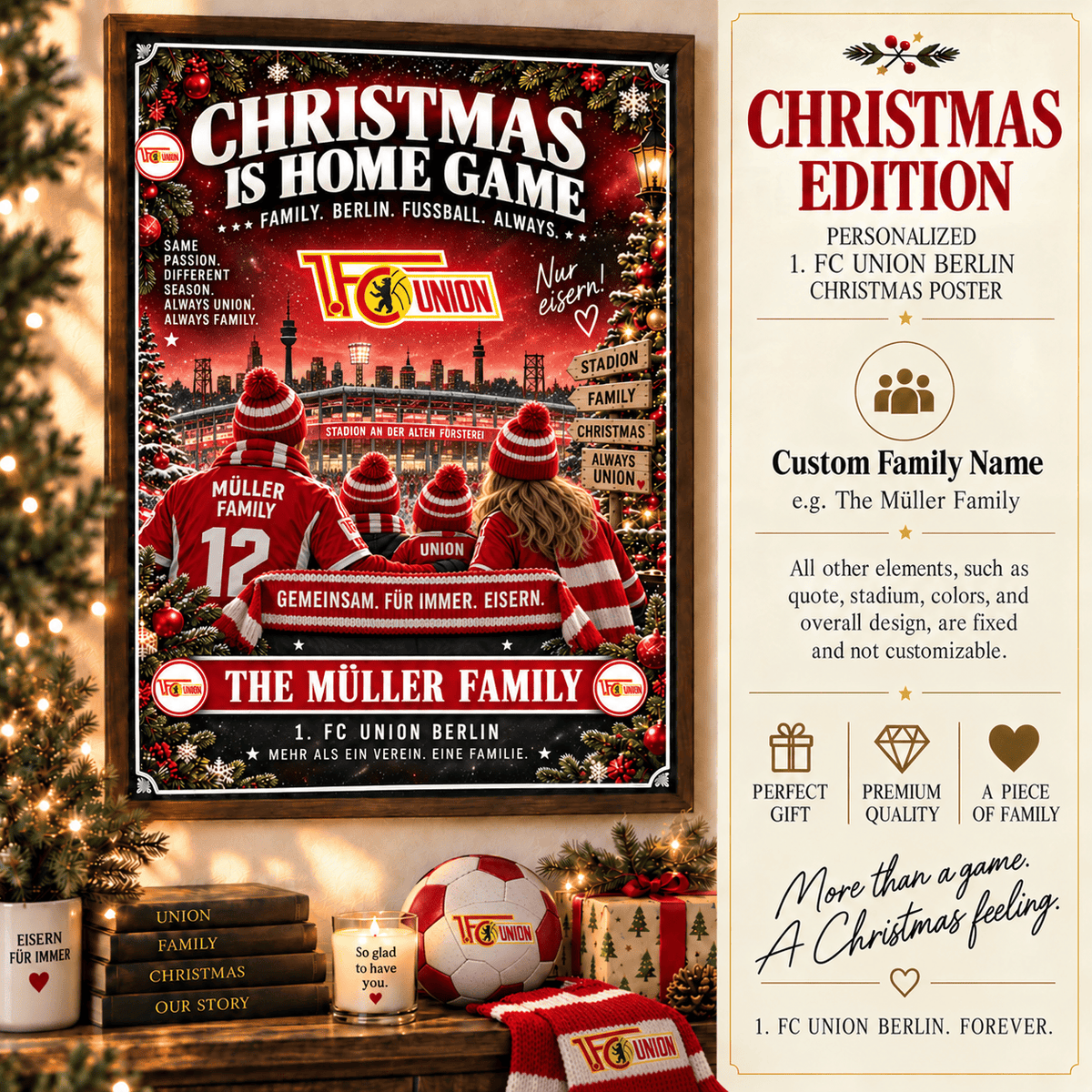 Union Berlin Poster – Personalized Christmas Family Wall Art Print