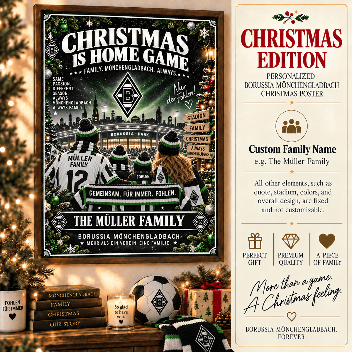 Borussia Mönchengladbach Poster – Personalized Christmas Family Wall Art Print
