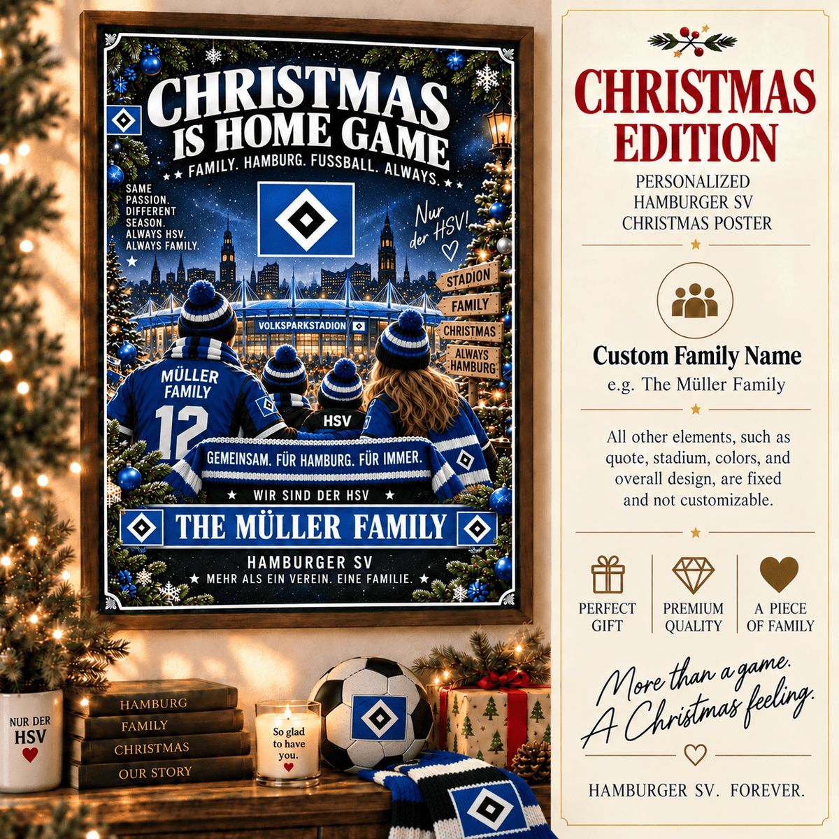Hamburger SV Poster – Personalized Christmas Family Wall Art Print