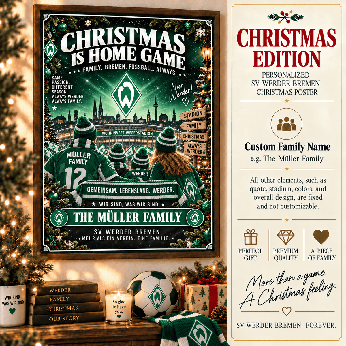 Werder Bremen Poster – Personalized Christmas Family Wall Art Print