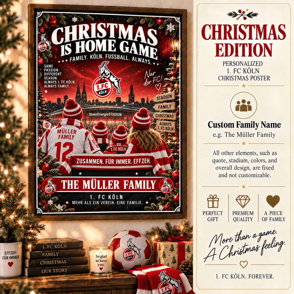 1. FC Köln Poster – Personalized Christmas Family Wall Art Print