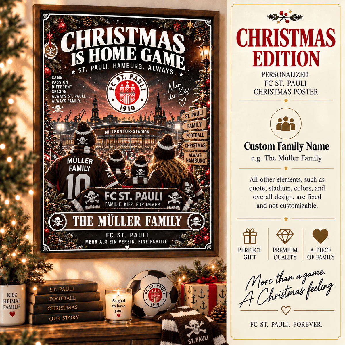 FC St. Pauli Poster – Personalized Christmas Family Wall Art Print