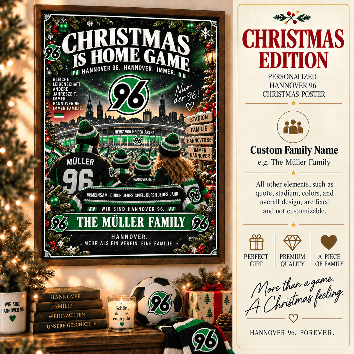 Hannover 96 Poster – Personalized Christmas Family Wall Art Print