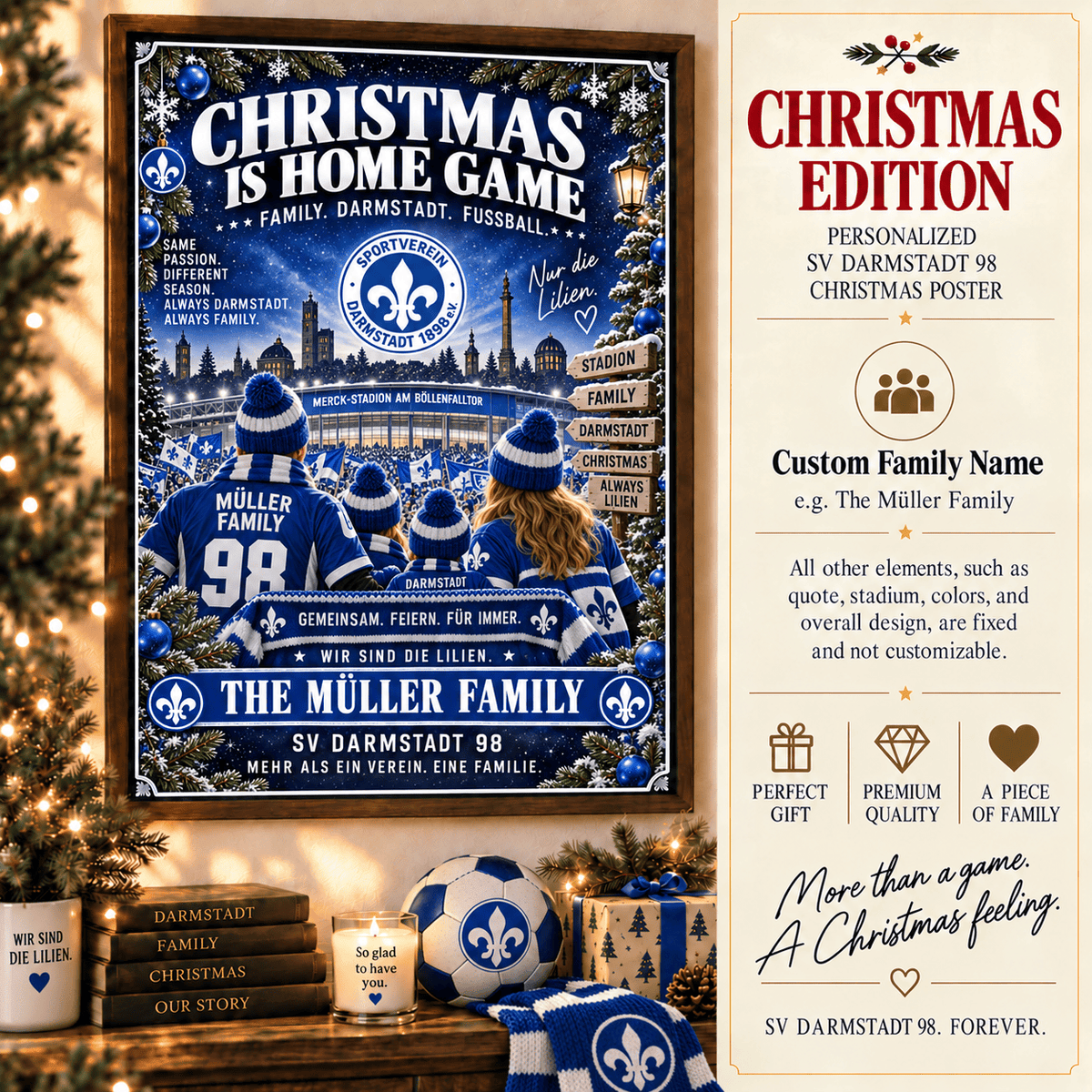 SV Darmstadt 98 Poster – Personalized Christmas Family Wall Art Print