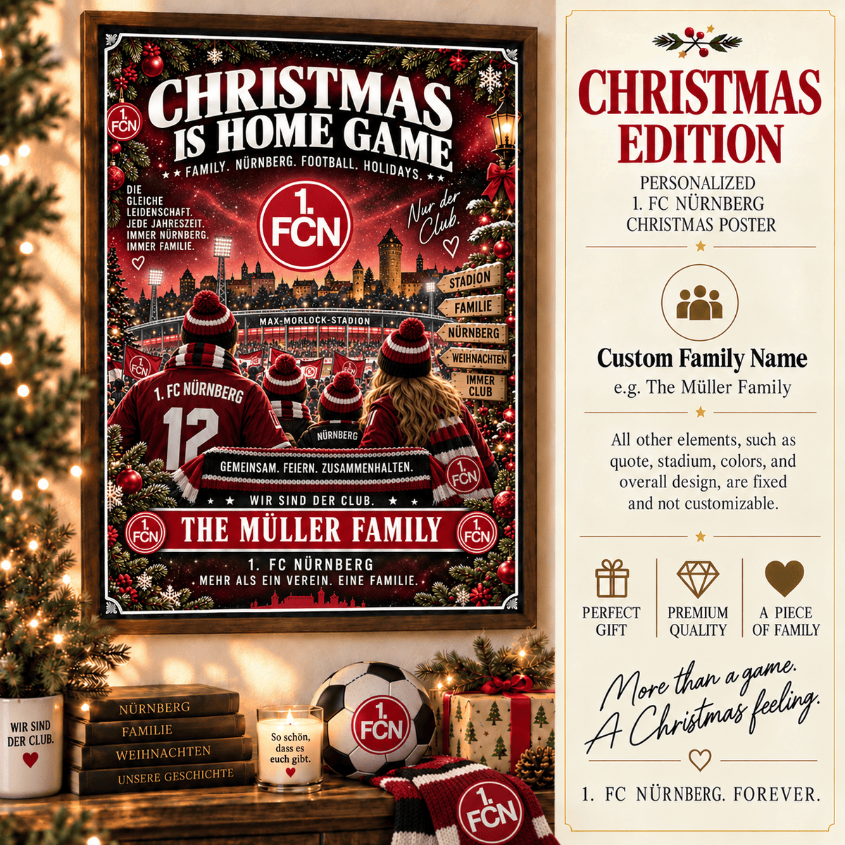 FC Nürnberg Poster – Personalized Christmas Family Wall Art Print
