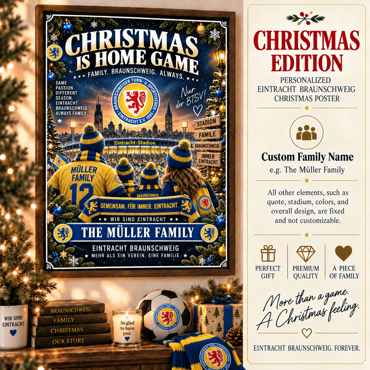 Eintracht Braunschweig Poster – Personalized Christmas Family Wall Art Print