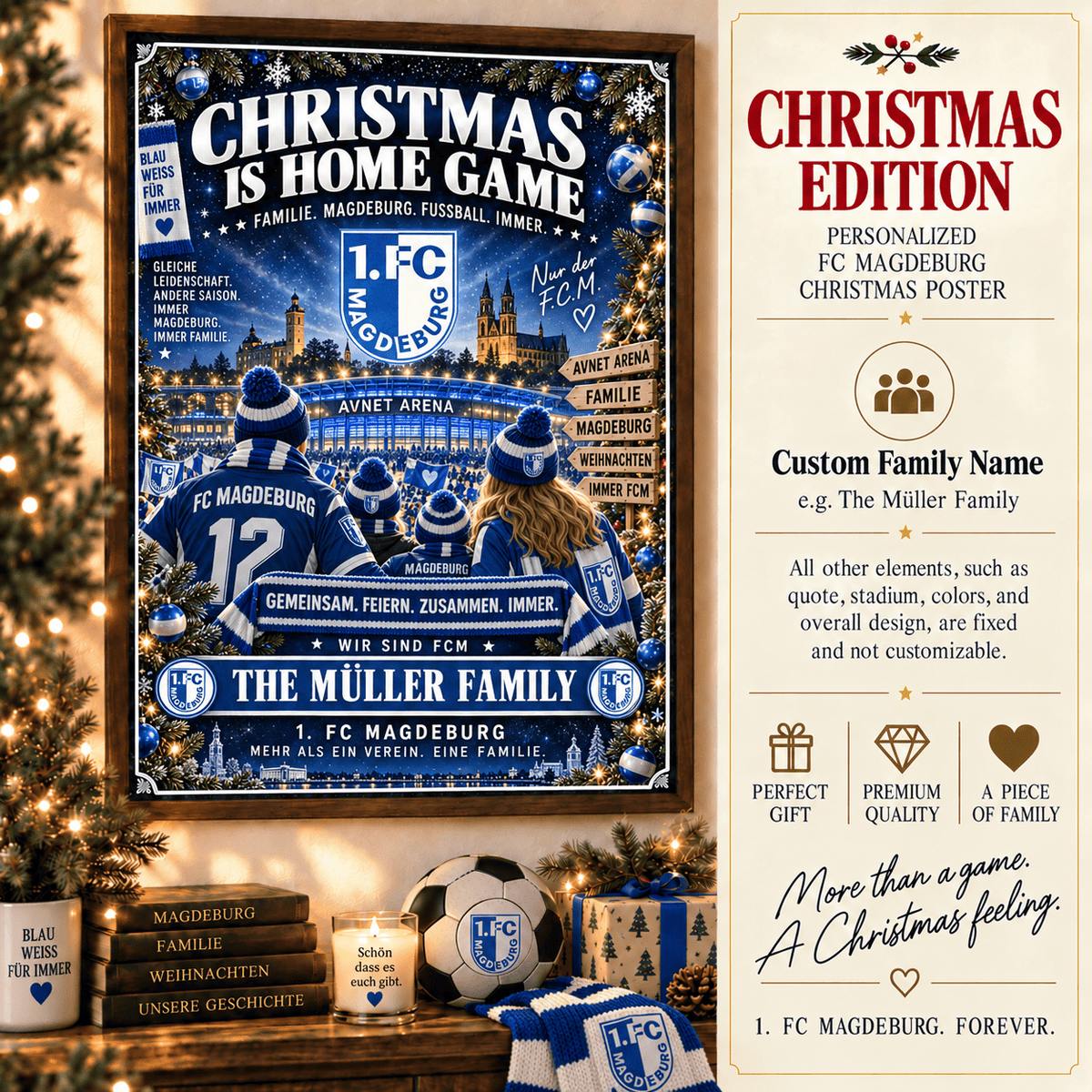 FC Magdeburg Poster – Personalized Christmas Family Wall Art Print