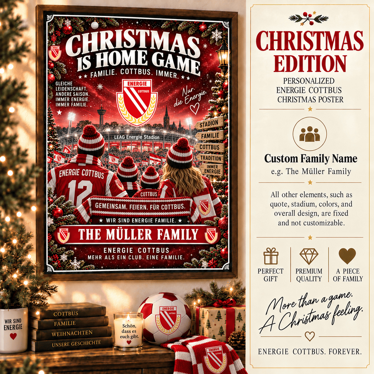 Energie Cottbus Poster – Personalized Christmas Family Wall Art Print