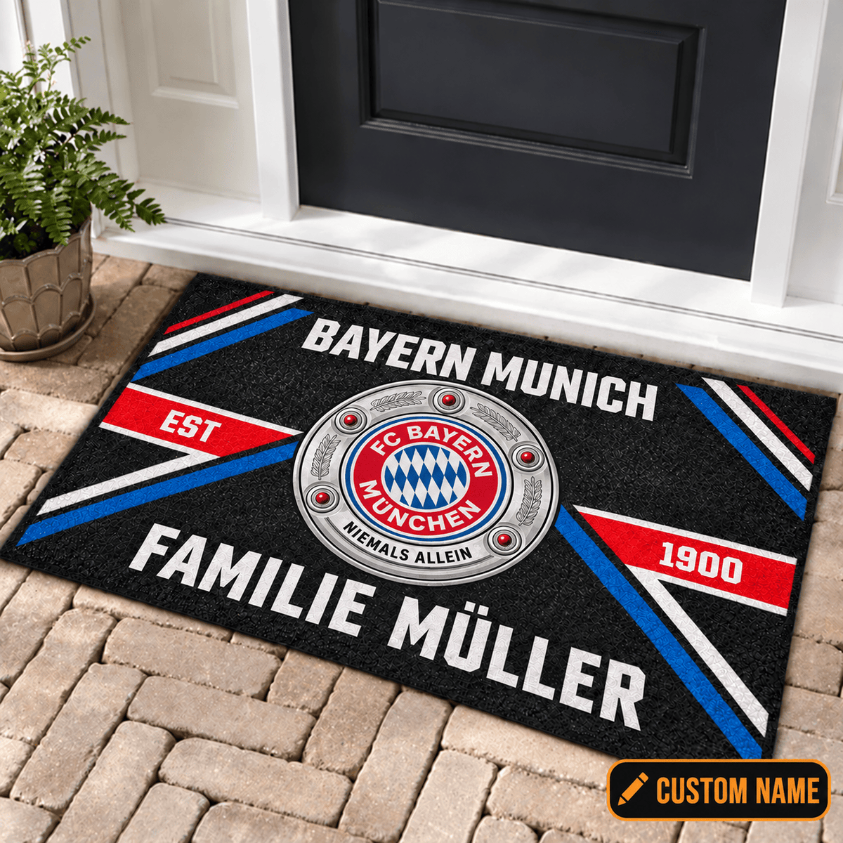 Bayern Munich Personalized Family Doormat – Custom Name Football Trophy Welcome Mat