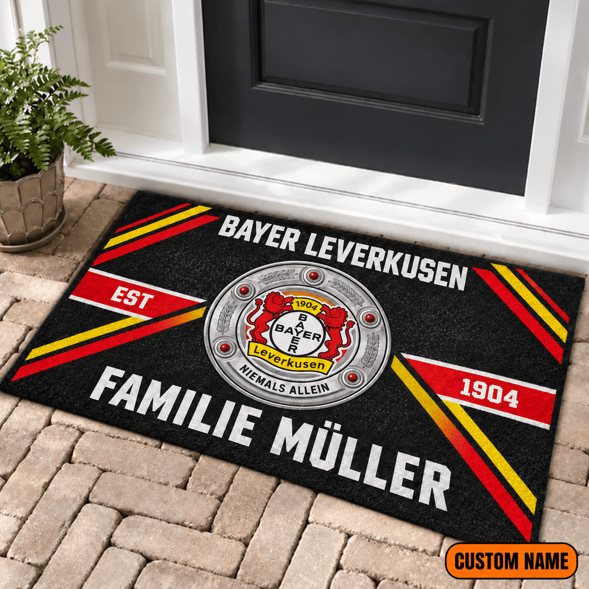 Bayer Leverkusen Personalized Family Doormat – Custom Name Football Trophy Welcome Mat