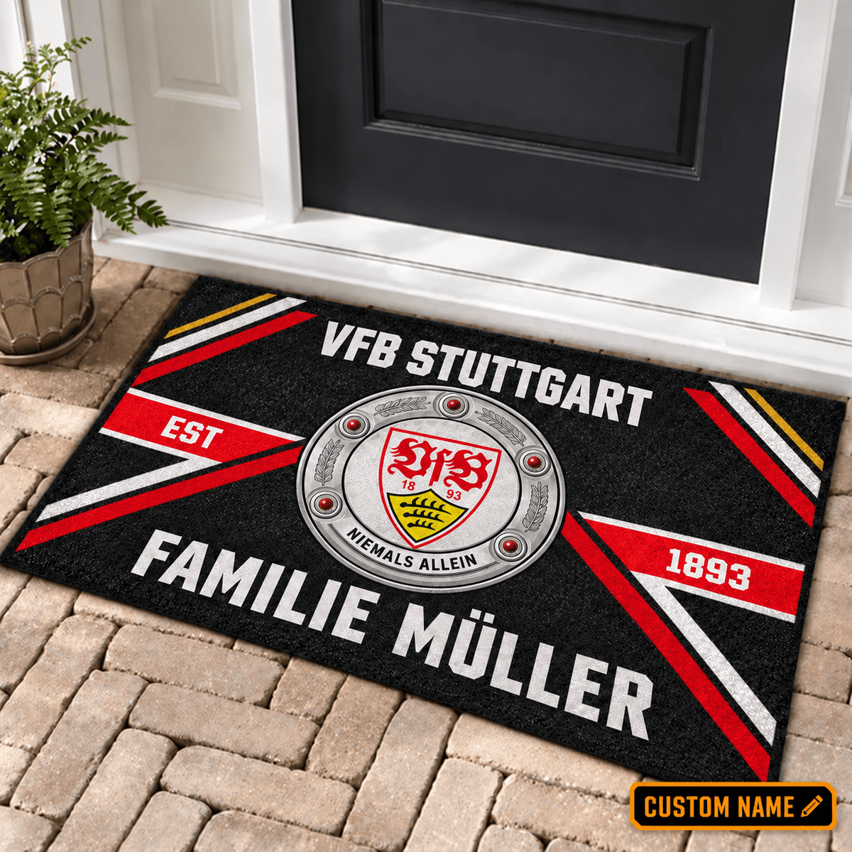 VfB Stuttgart Personalized Family Doormat – Custom Name Football Trophy Welcome Mat