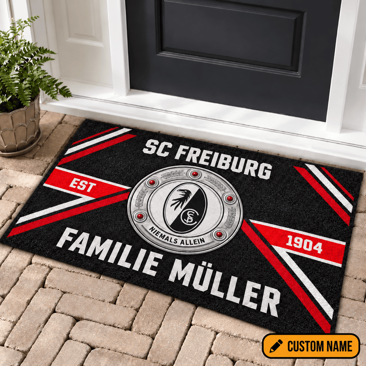 SC Freiburg Personalized Family Doormat – Custom Name Football Trophy Welcome Mat