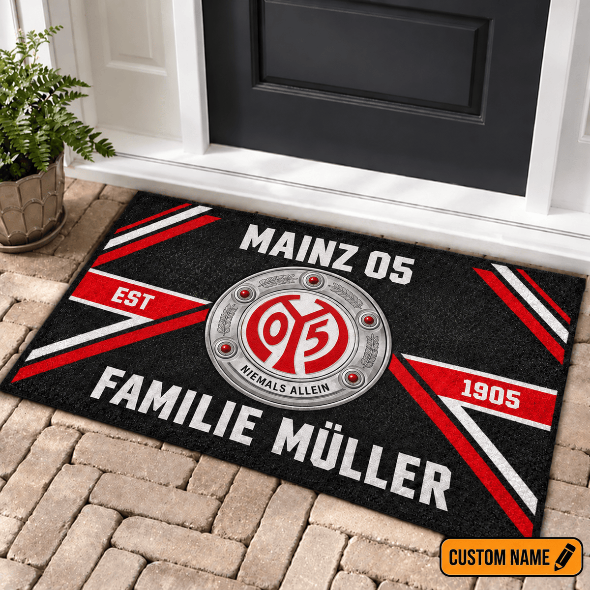 Mainz 05 Personalized Family Doormat – Custom Name Football Trophy Welcome Mat