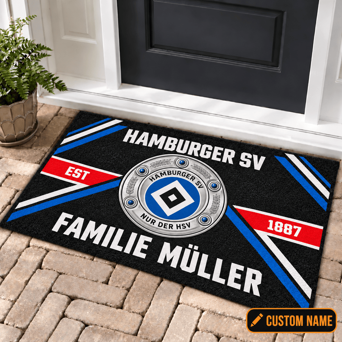 Hamburger SV Personalized Family Doormat – Custom Name Football Trophy Welcome Mat