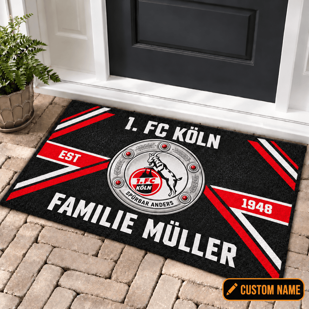 1. FC Köln Personalized Family Doormat – Custom Name Football Trophy Welcome Mat