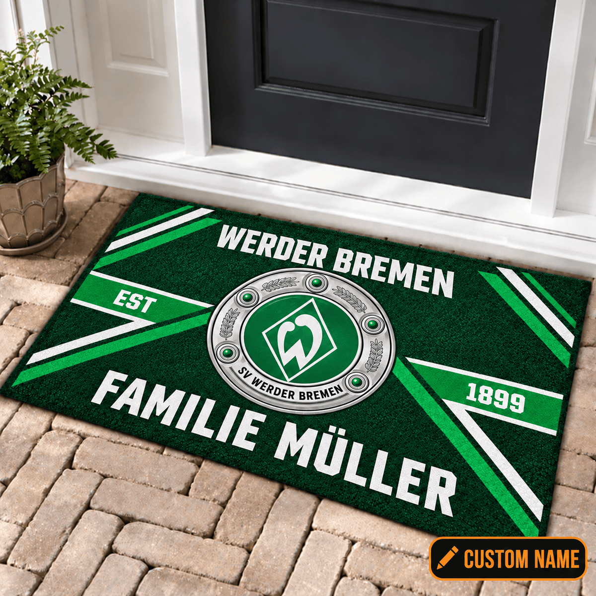 Werder Bremen Personalized Family Doormat – Custom Name Football Trophy Welcome Mat
