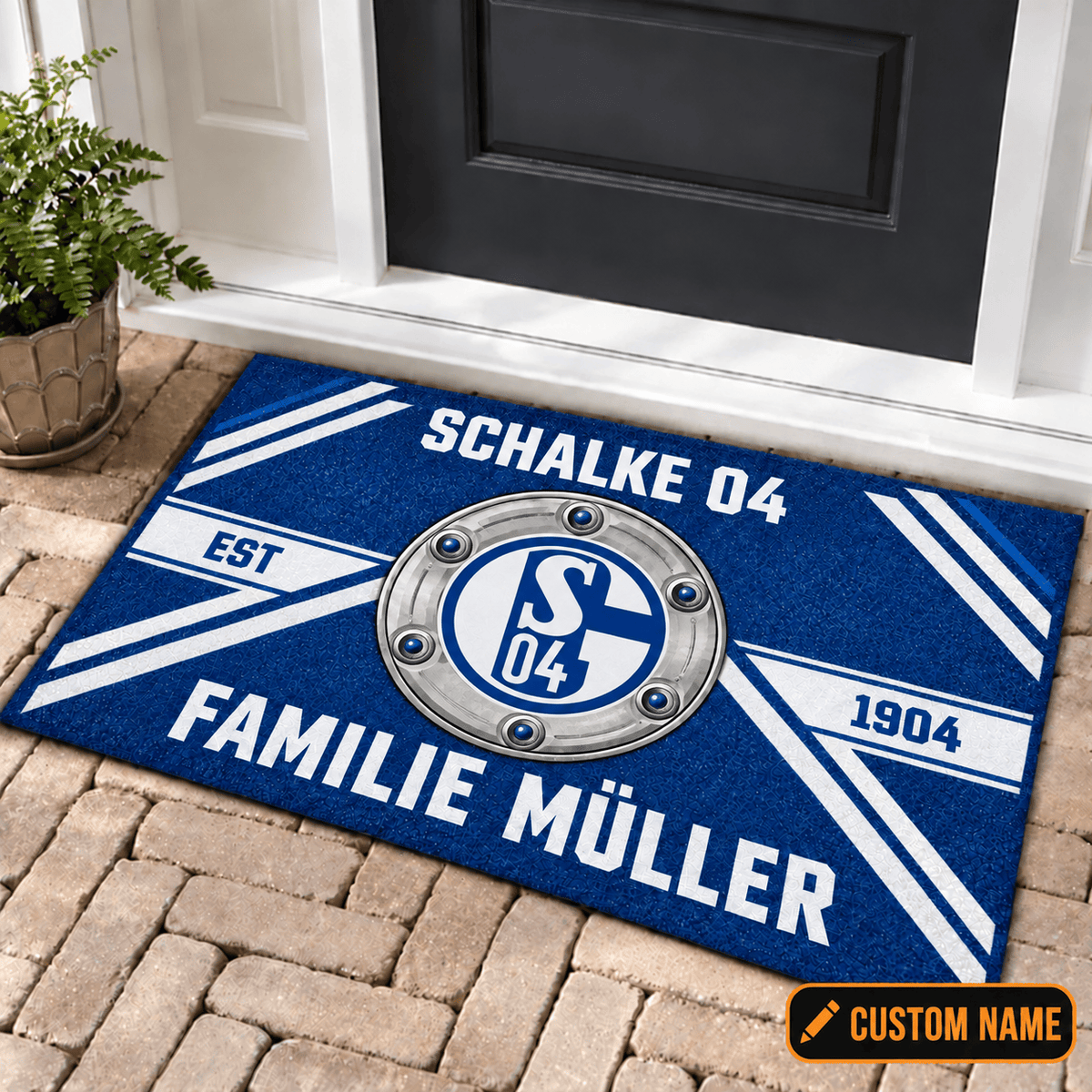 Schalke 04 Personalized Family Doormat – Custom Name Football Trophy Welcome Mat
