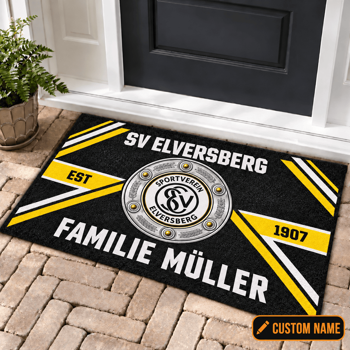 SV Elversberg Personalized Family Doormat – Custom Name Football Trophy Welcome Mat