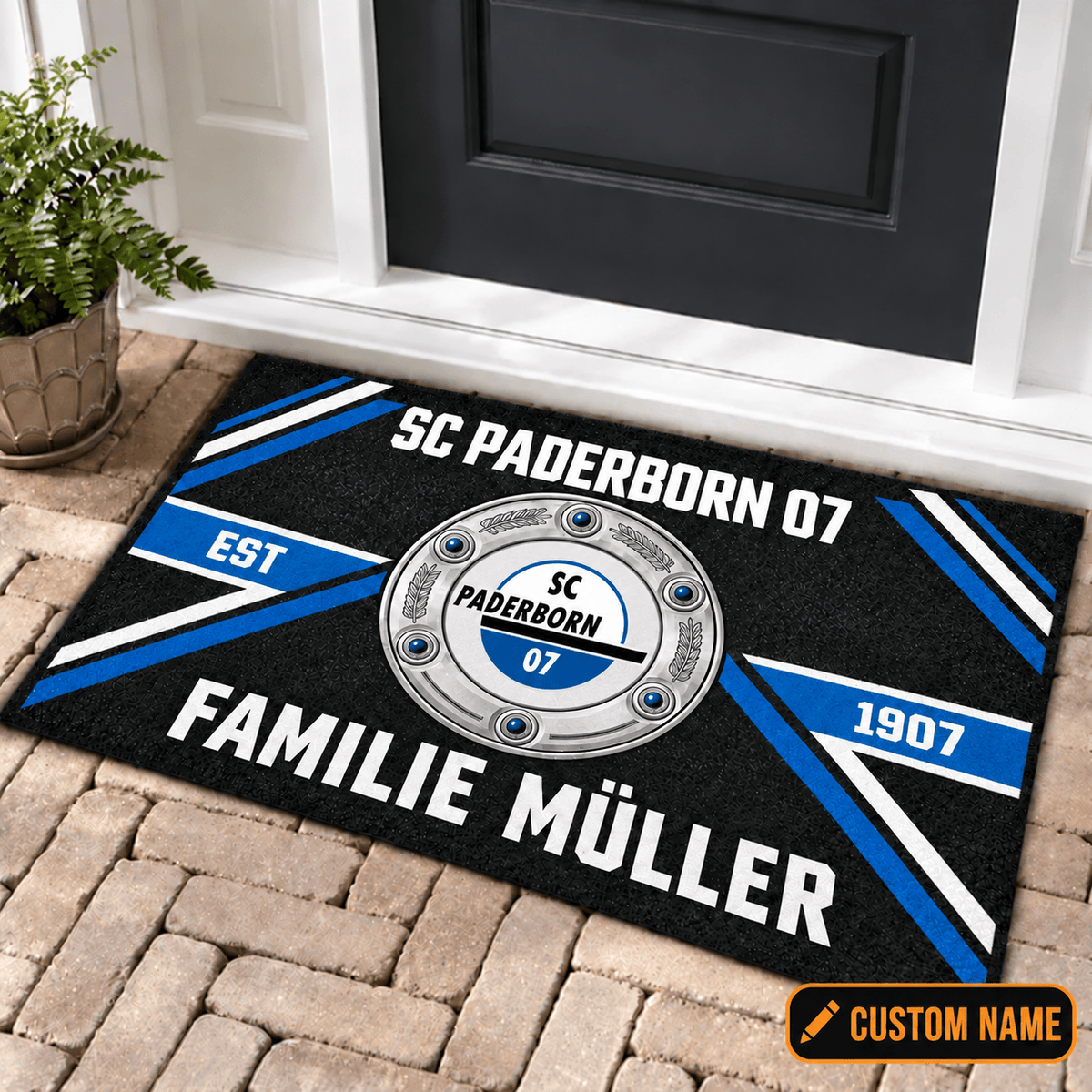SC Paderborn 07 Personalized Family Doormat – Custom Name Football Trophy Welcome Mat