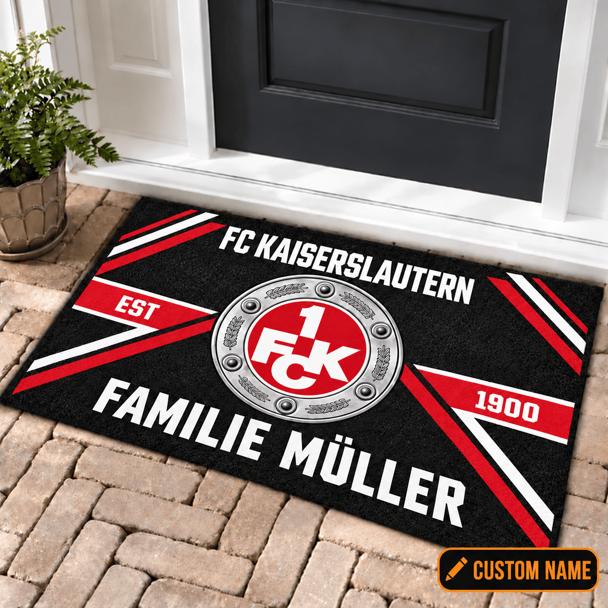 FC Kaiserslautern Personalized Family Doormat – Custom Name Football Trophy Welcome Mat