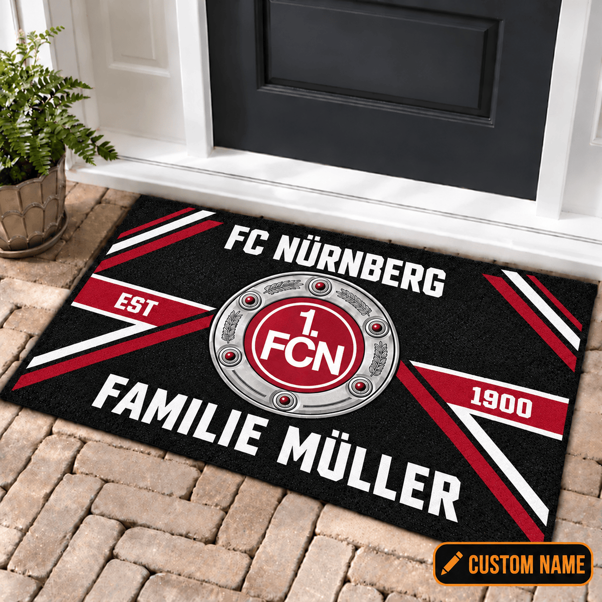 FC Nürnberg Personalized Family Doormat – Custom Name Football Trophy Welcome Mat