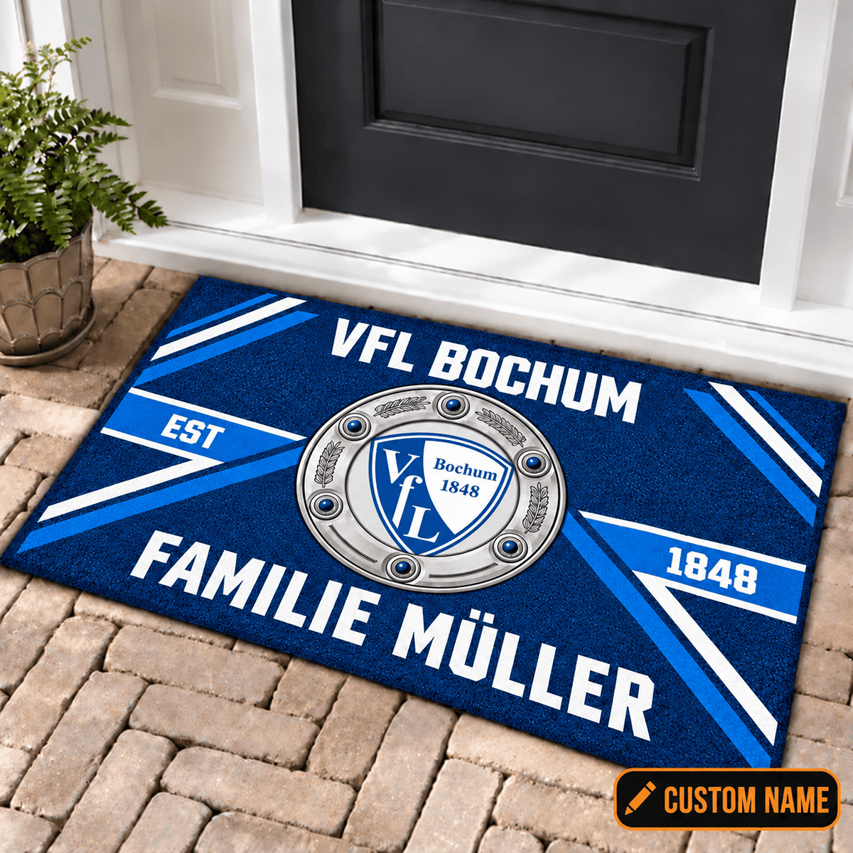 VfL Bochum Personalized Family Doormat – Custom Name Football Trophy Welcome Mat