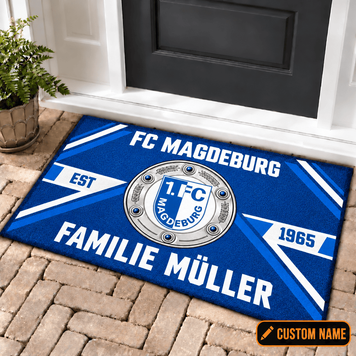 FC Magdeburg Personalized Family Doormat – Custom Name Football Trophy Welcome Mat