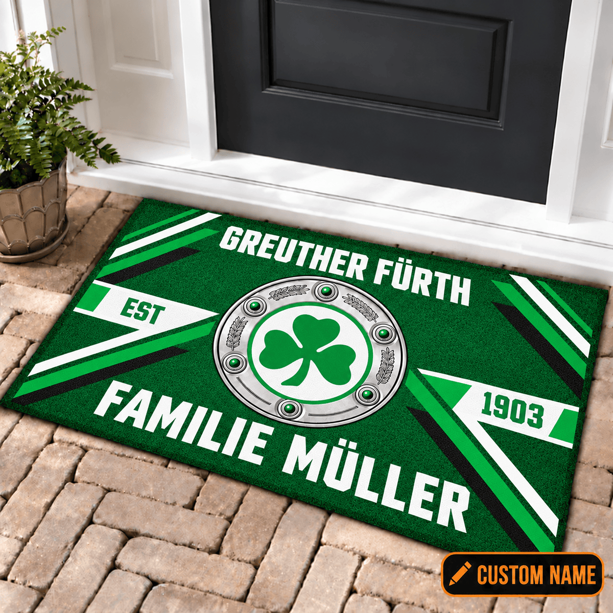 SpVgg Greuther Fürth Personalized Family Doormat – Custom Name Football Trophy Welcome Mat