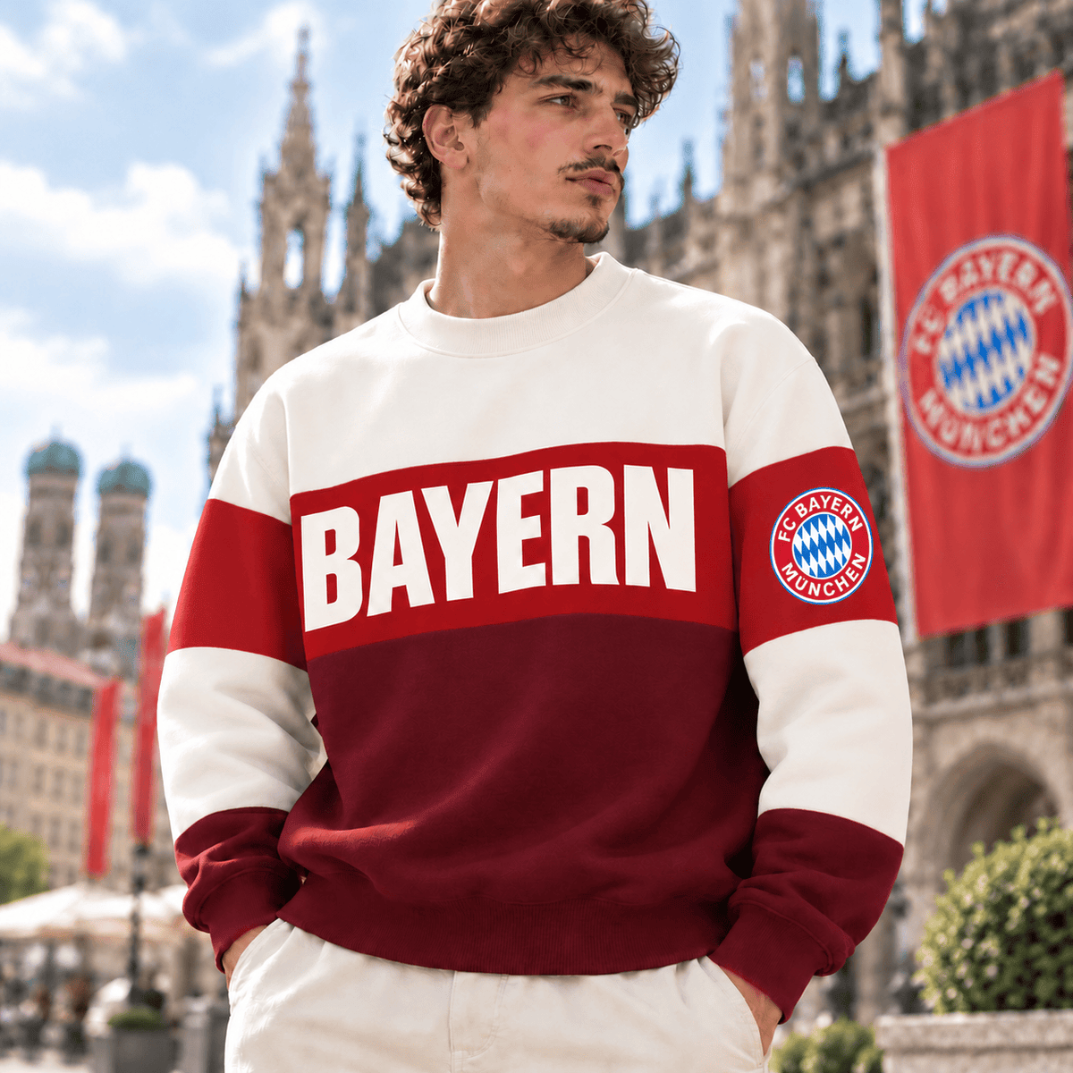 Bayern Munich Sweatshirt – Retro Color Block Crewneck Jumper