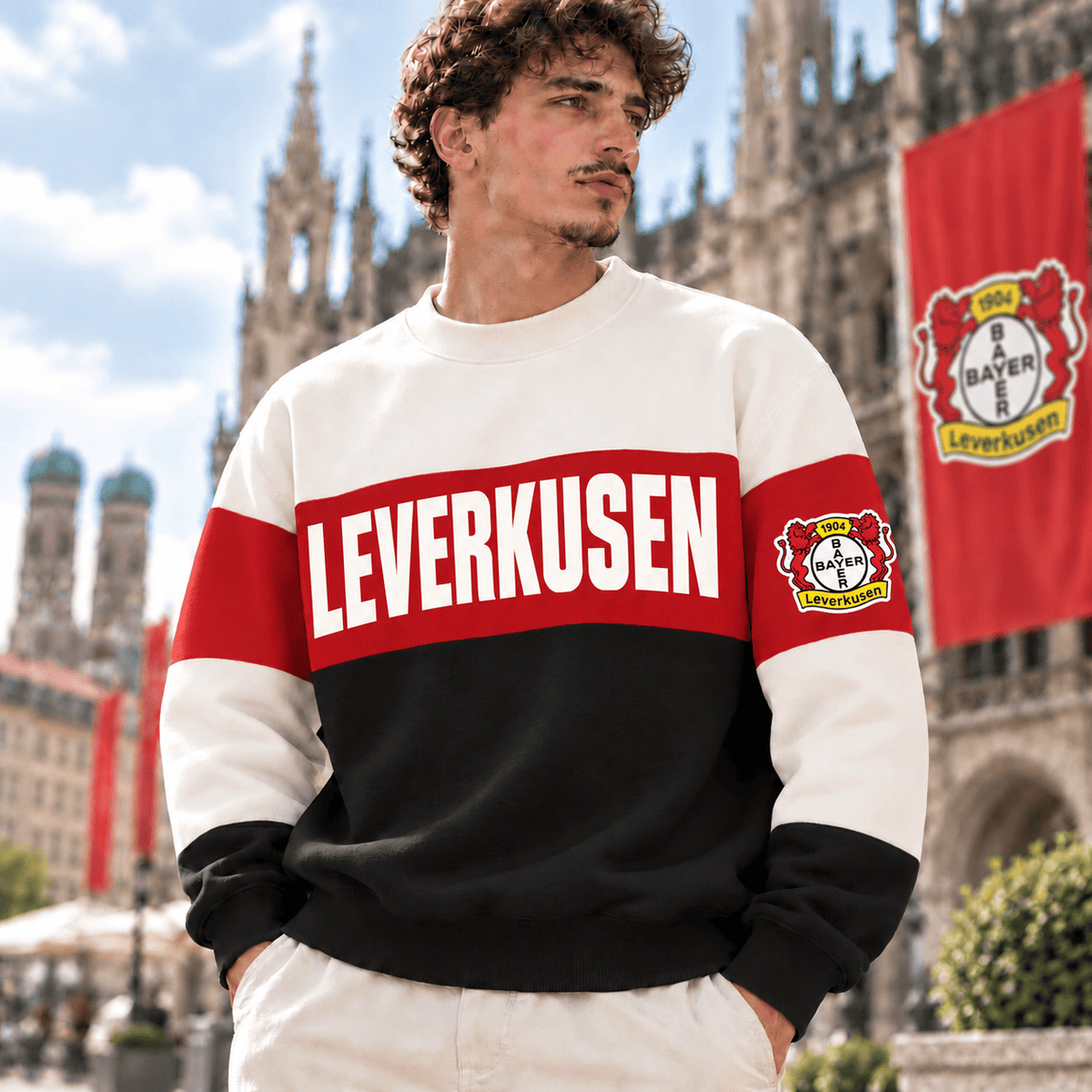 Bayer Leverkusen Sweatshirt – Retro Color Block Crewneck Jumper