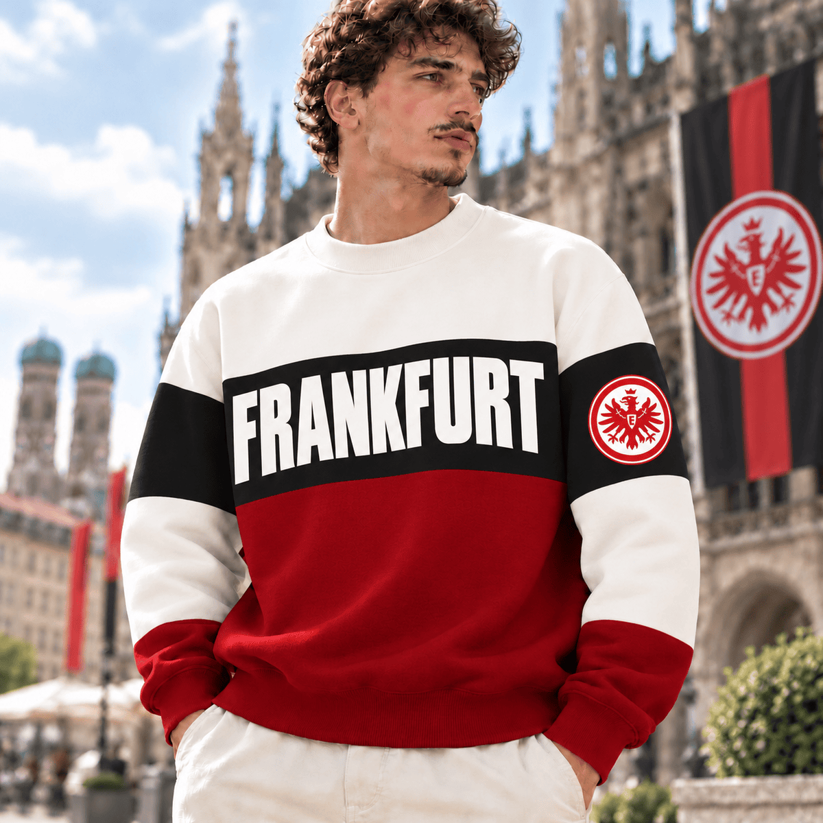 Eintracht Frankfurt Sweatshirt – Retro Color Block Crewneck Jumper