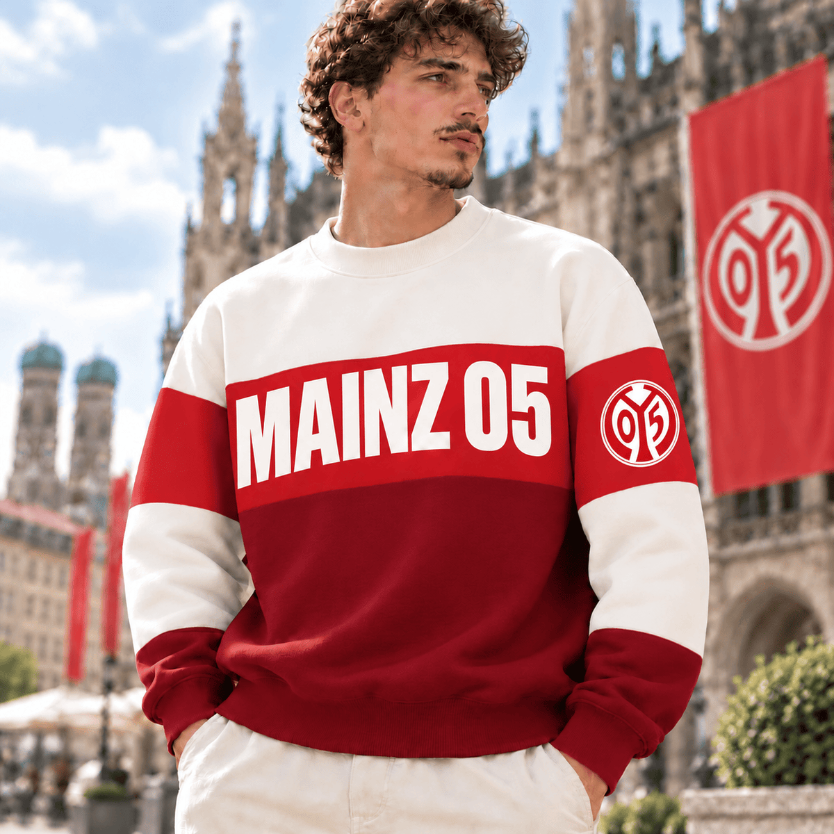 Mainz 05 Sweatshirt – Retro Color Block Crewneck Jumper