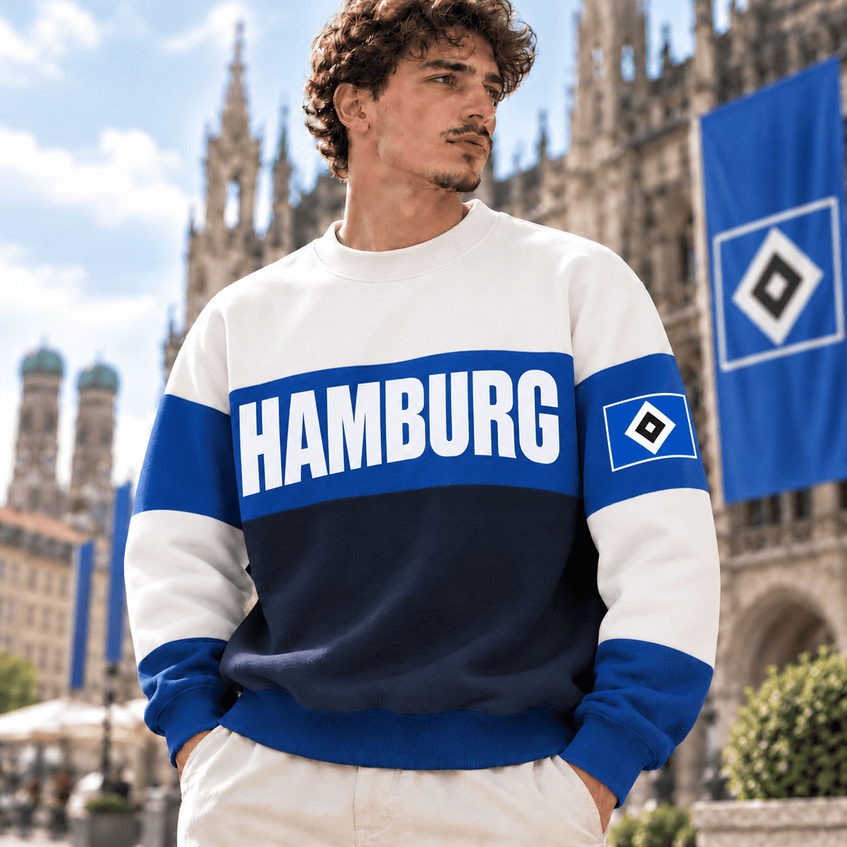 Hamburger SV Sweatshirt – Retro Color Block Crewneck Jumper