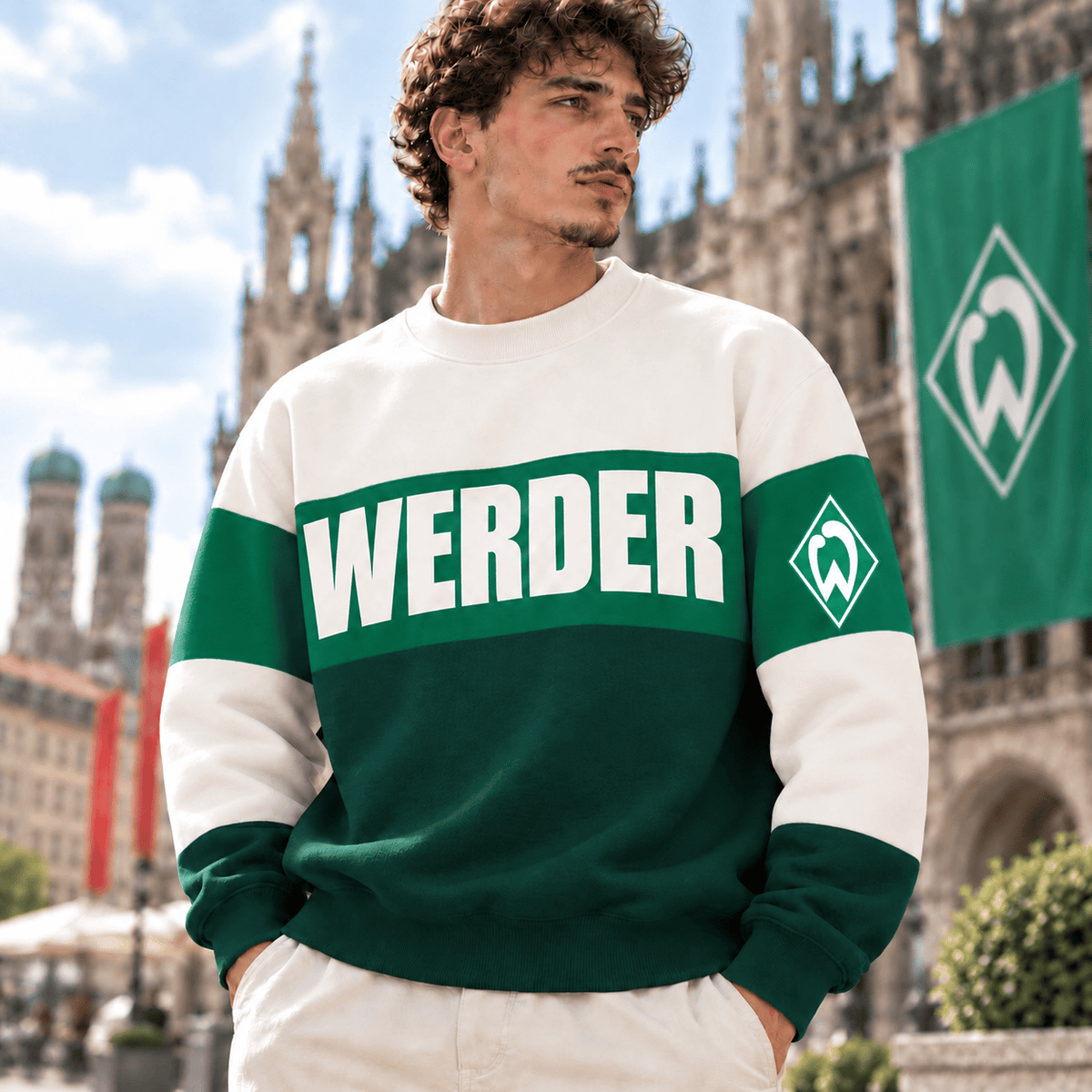 Werder Bremen Sweatshirt – Retro Color Block Crewneck Jumper
