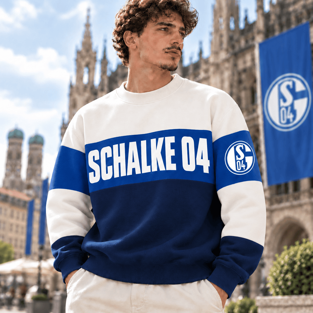 Schalke 04 Sweatshirt – Retro Color Block Crewneck Jumper