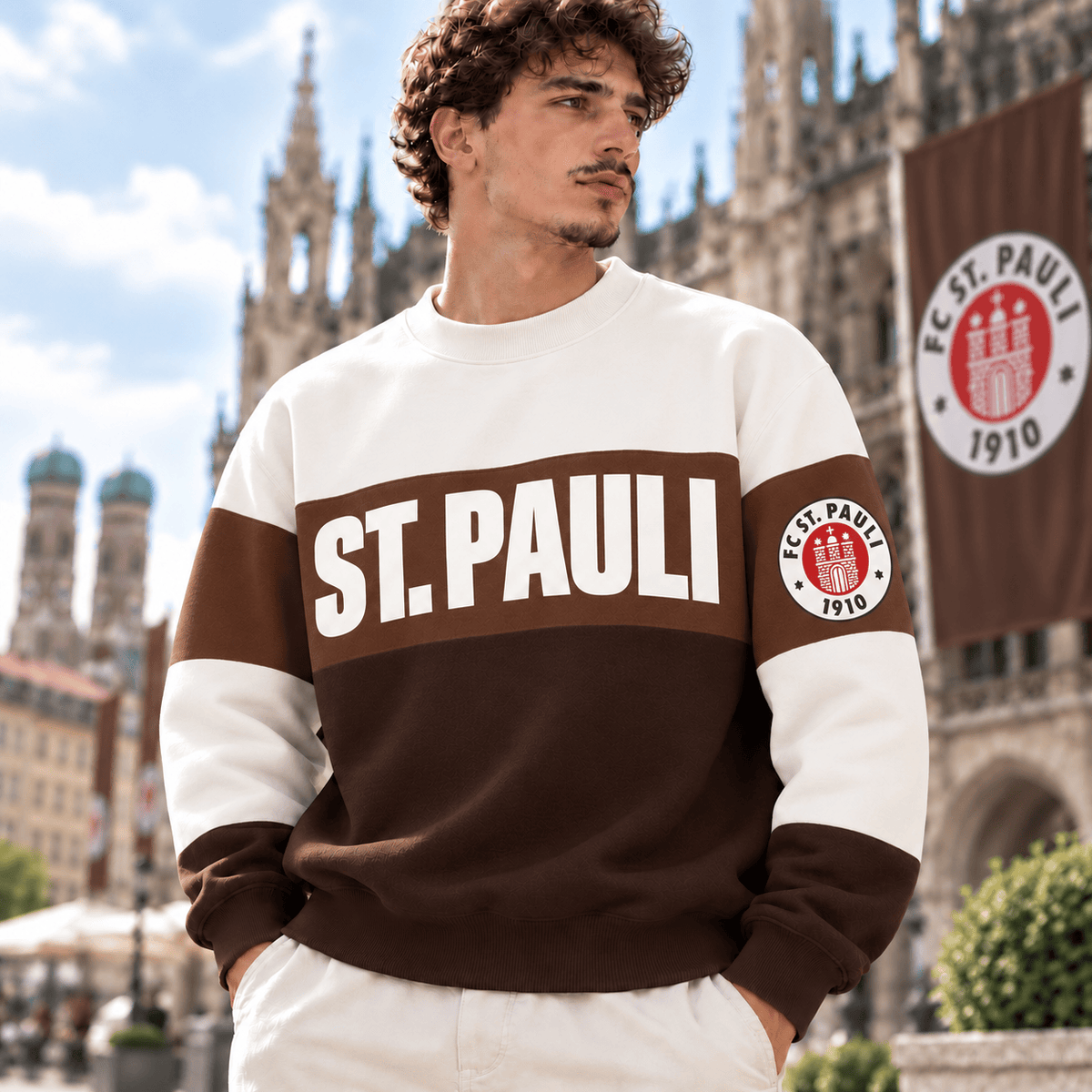 FC St. Pauli Sweatshirt – Retro Color Block Crewneck Jumper