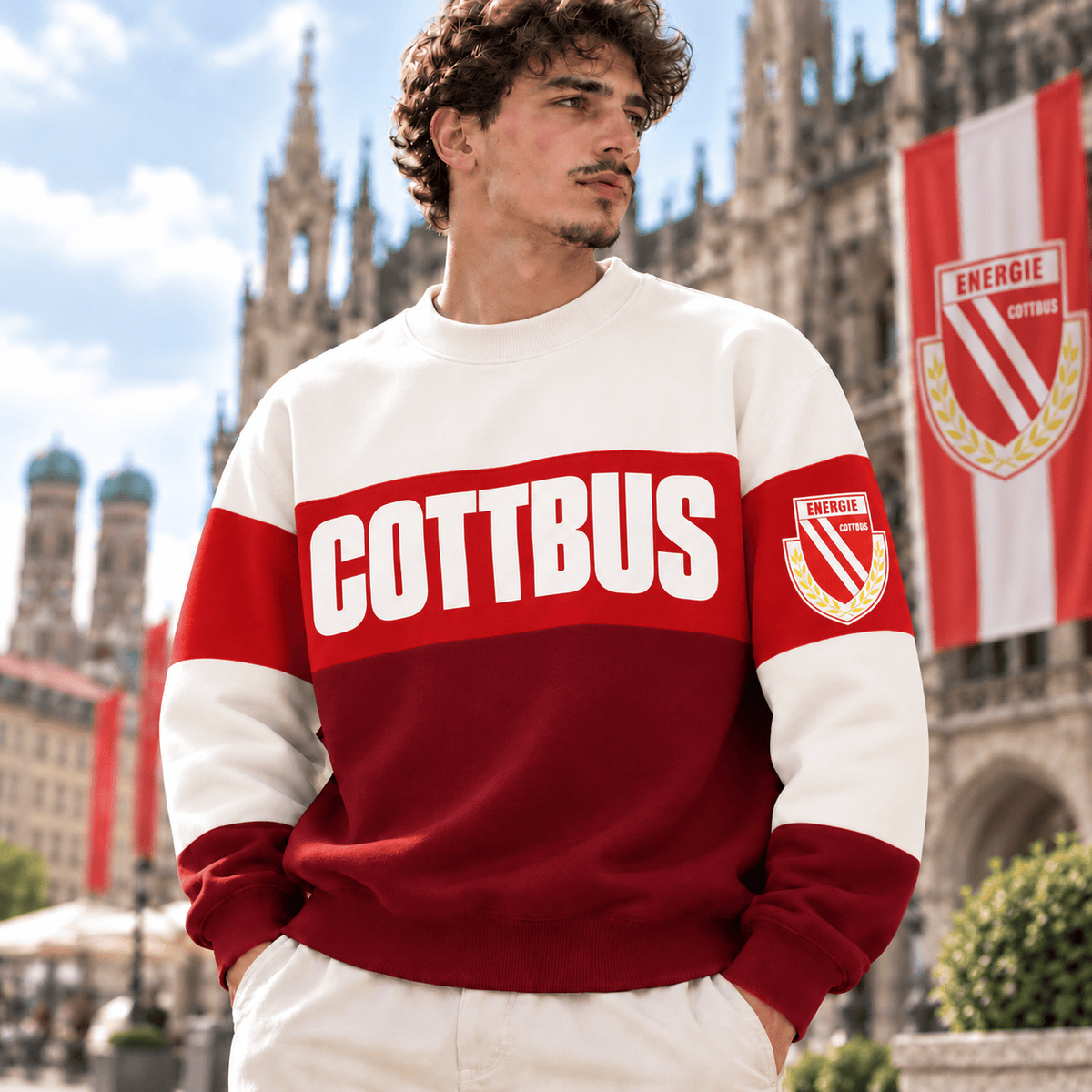 Energie Cottbus Sweatshirt – Retro Color Block Crewneck Jumper
