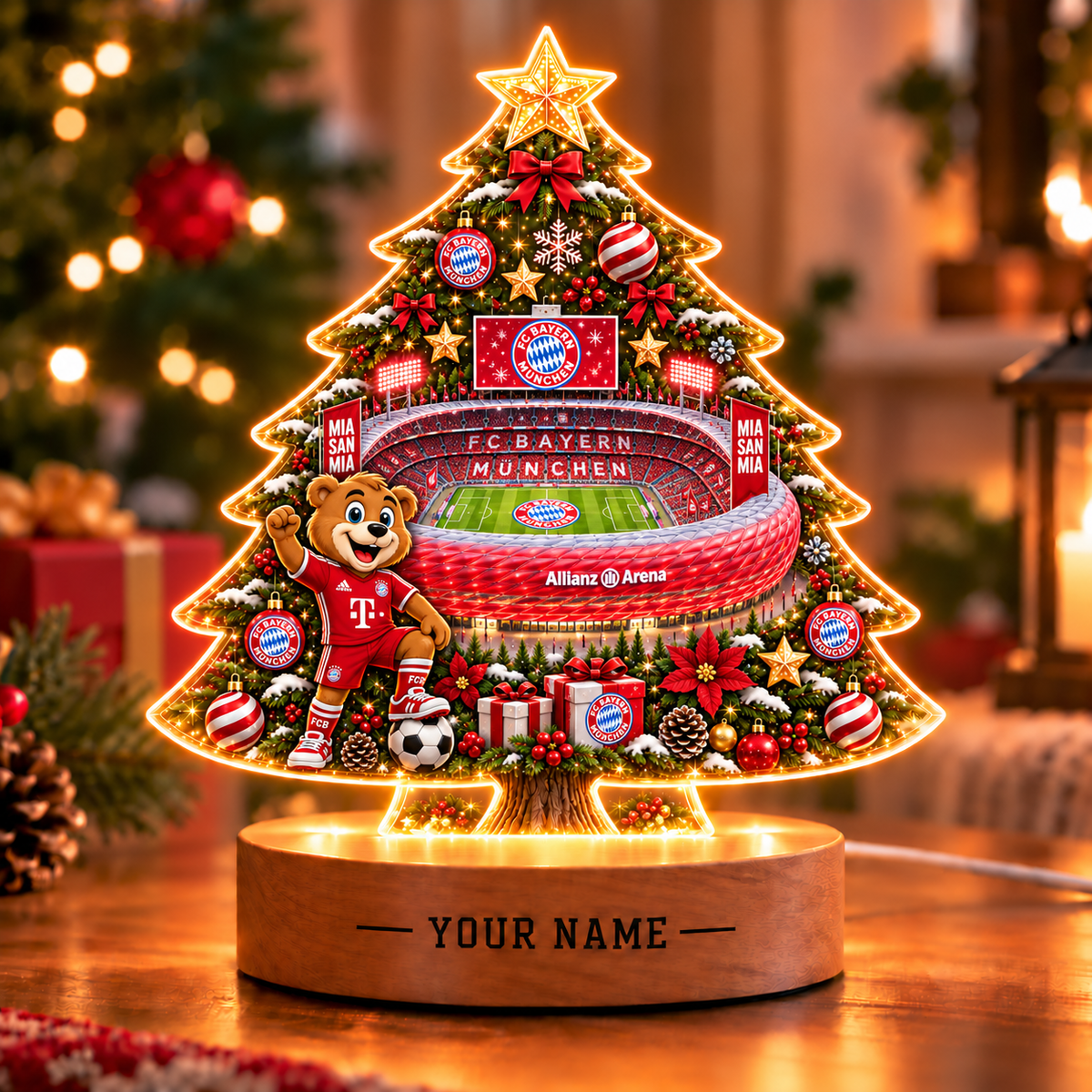 Bayern Munich Christmas Tree Led Light Custom Any Name