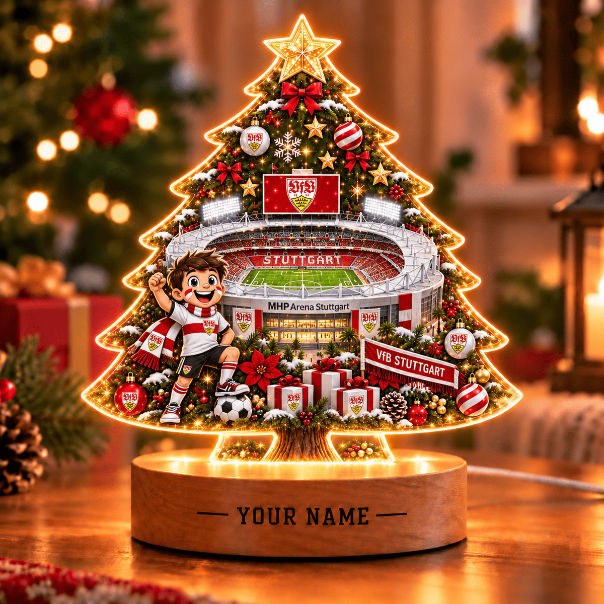 VfB Stuttgart Christmas Tree Led Light Custom Any Name