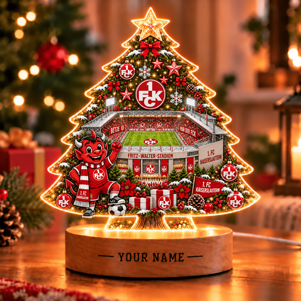 FC Kaiserslautern Christmas Tree Led Light Custom Any Name