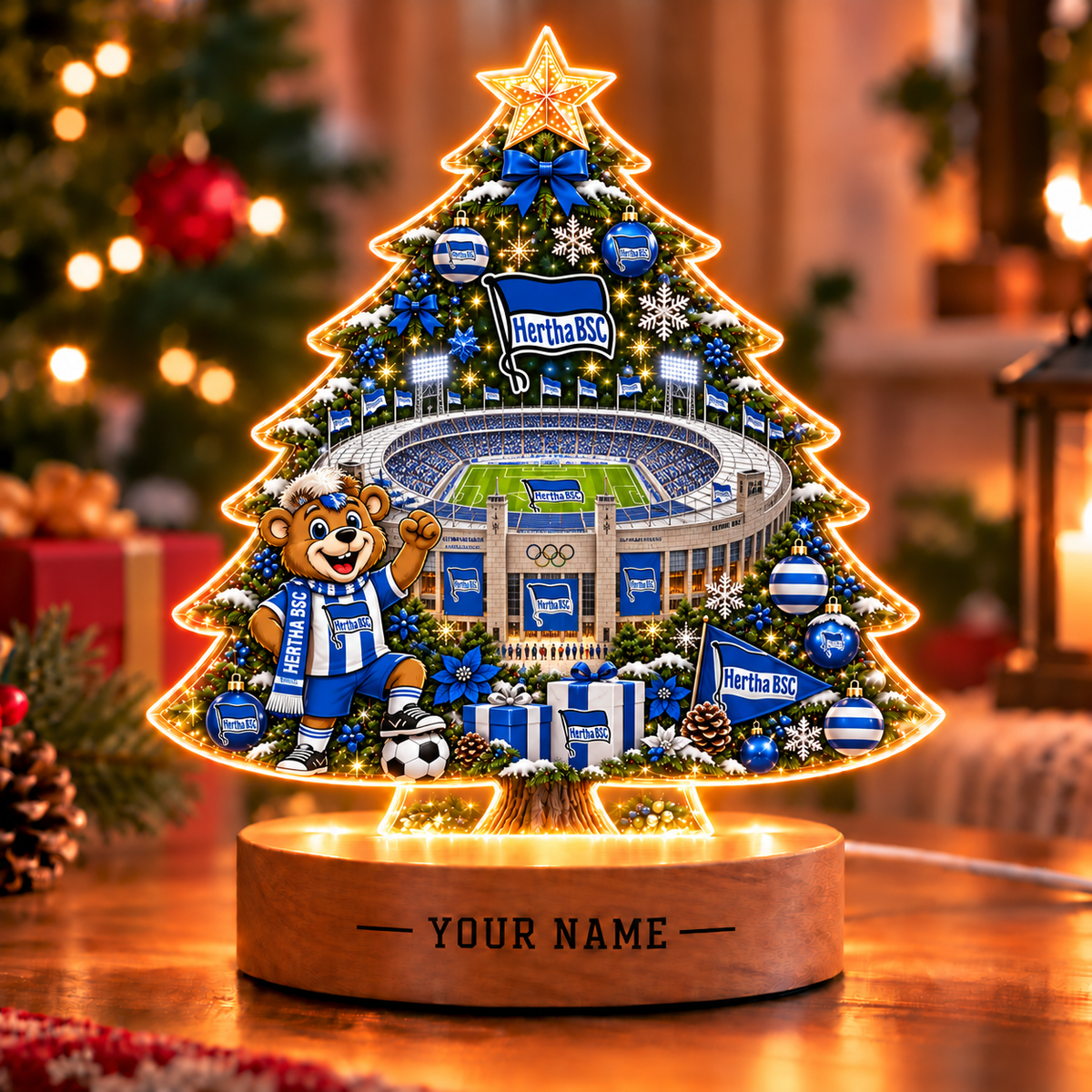 Hertha BSC Christmas Tree Led Light Custom Any Name