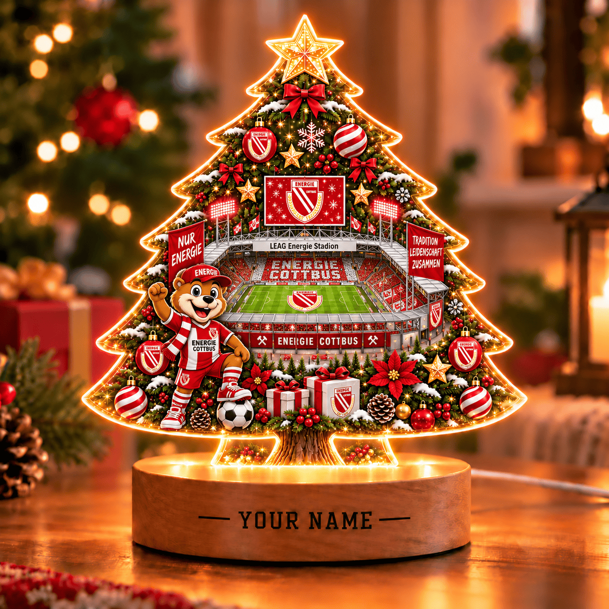 Energie Cottbus Christmas Tree Led Light Custom Any Name