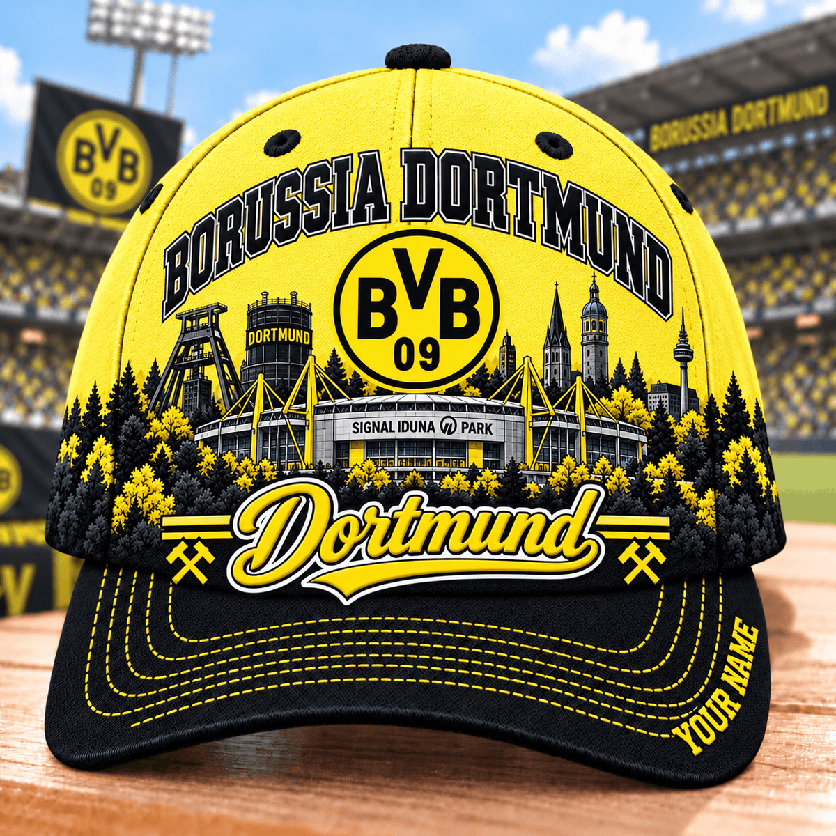Borussia Dortmund Bundesliga Baseball Cap – Custom Name Curved Brim Fan Cap