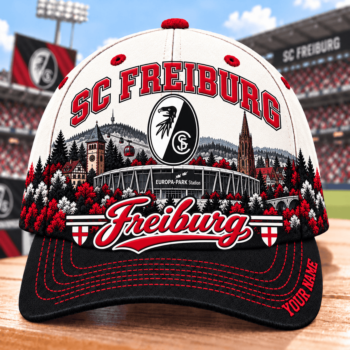 SC Freiburg Bundesliga Baseball Cap – Custom Name Curved Brim Fan Cap