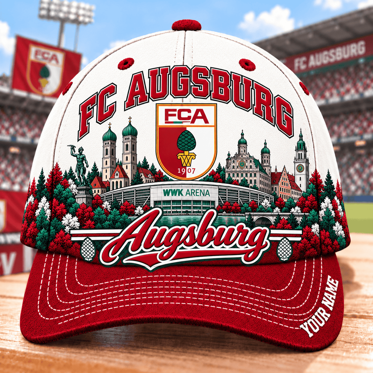 FC Augsburg Bundesliga Baseball Cap – Custom Name Curved Brim Fan Cap