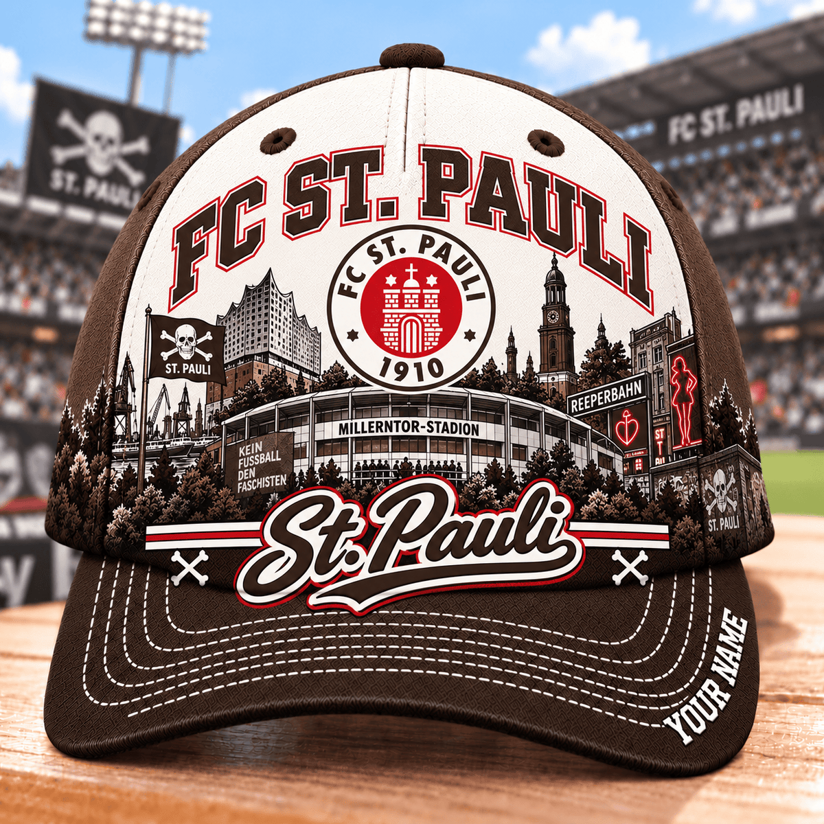 FC St. Pauli Bundesliga Baseball Cap – Custom Name Curved Brim Fan Cap