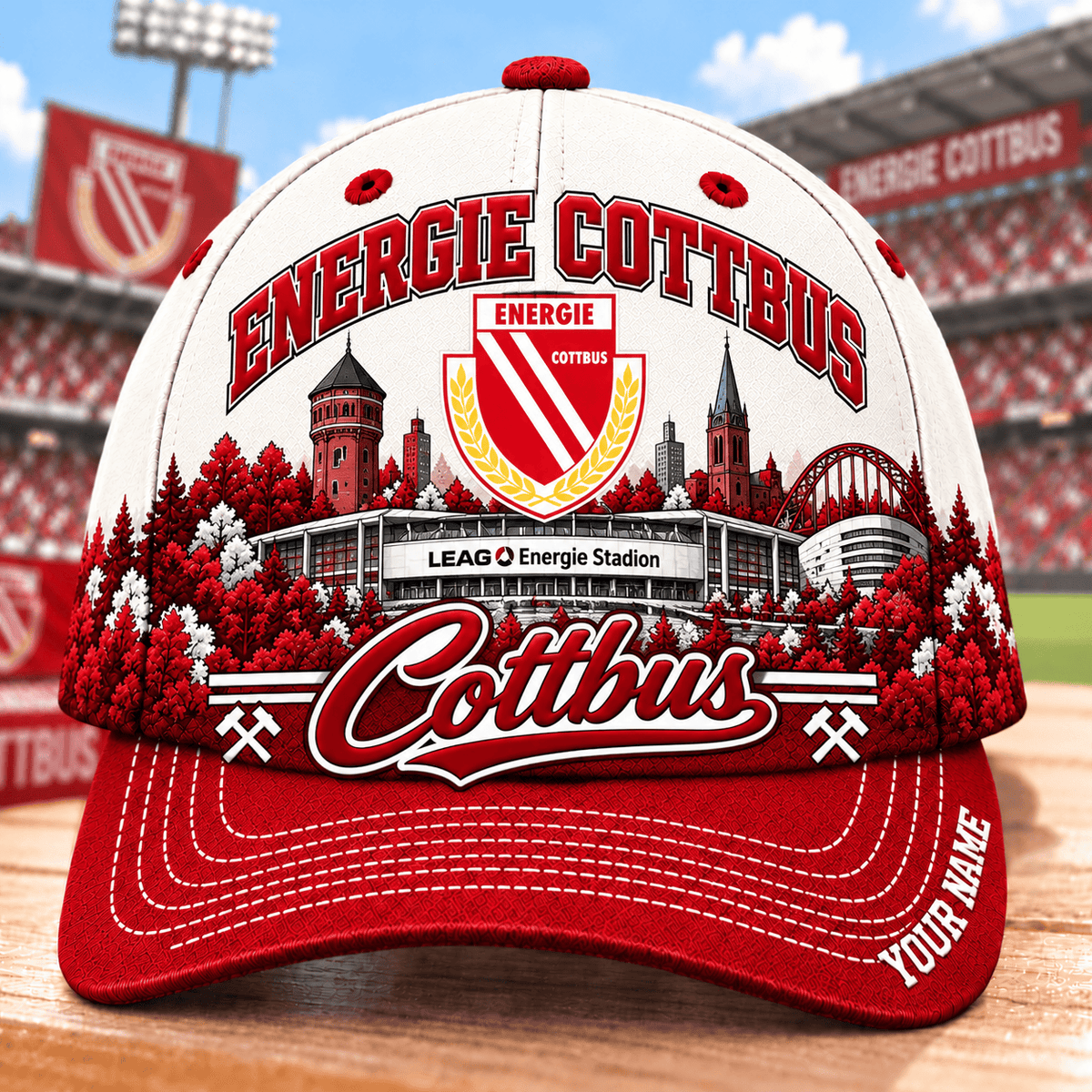 Energie Cottbus Bundesliga Baseball Cap – Custom Name Curved Brim Fan Cap