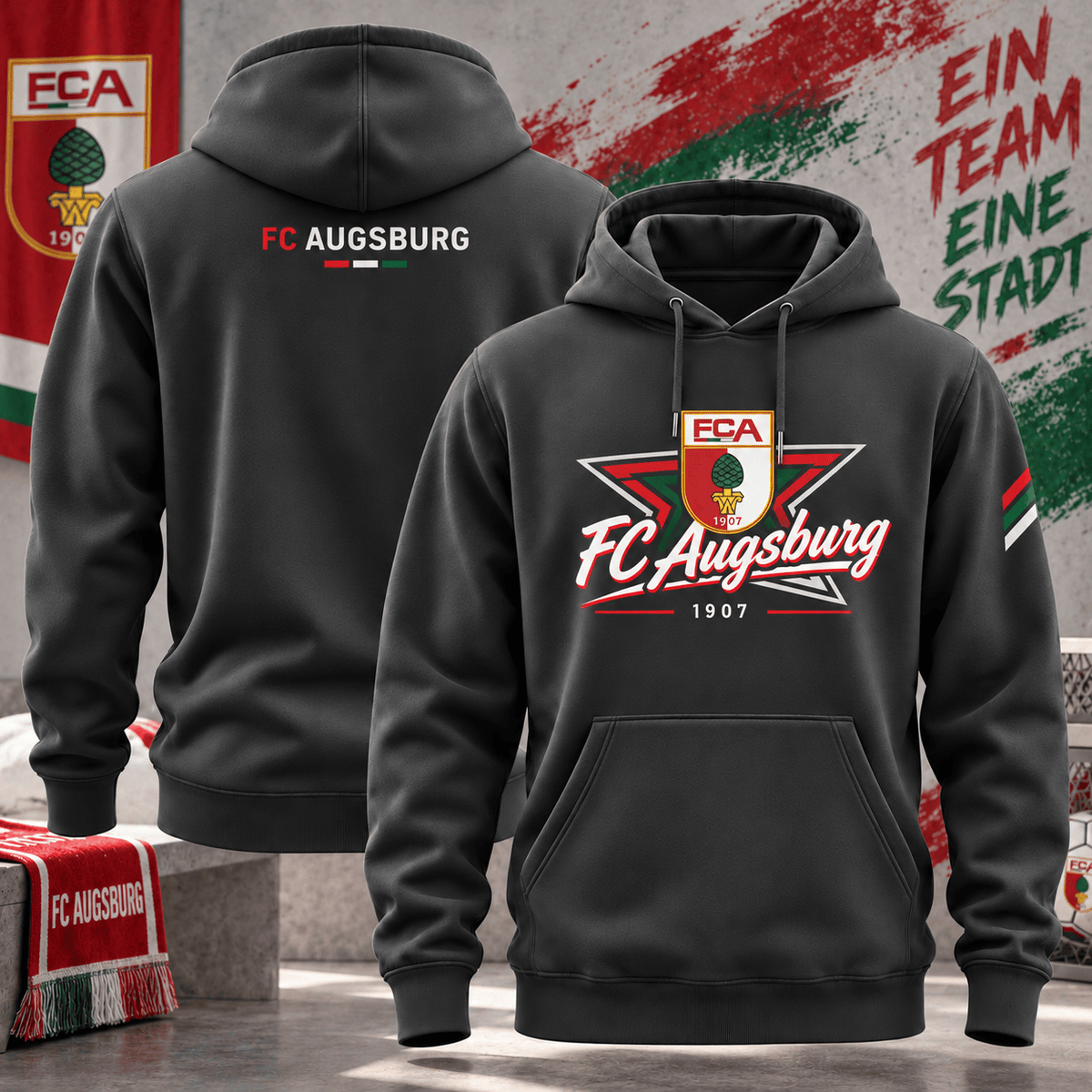 FC Augsburg BDL Hoodie – German Bundesliga Soccer Fan Pullover